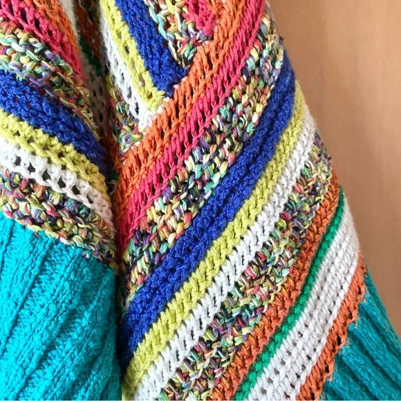 Free people crochet quarter zip sweater rainbow - Picture 7 of 9